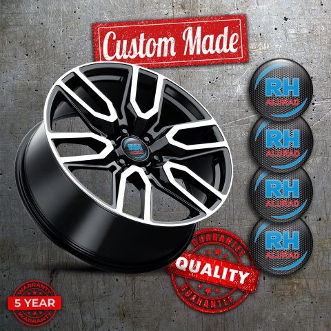 Alurad Stickers for Center Wheel Caps Dark Grate Blue Red Logo Design