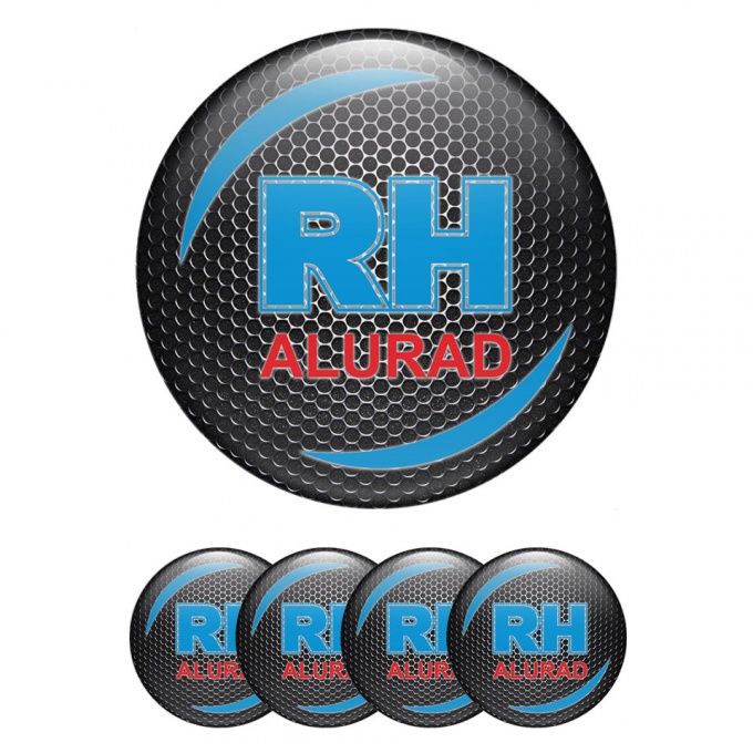 Alurad Stickers for Center Wheel Caps Dark Grate Blue Red Logo Design