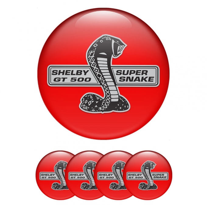 Ford Shelby Emblem for Wheel Center Caps Red Base Black Cobra