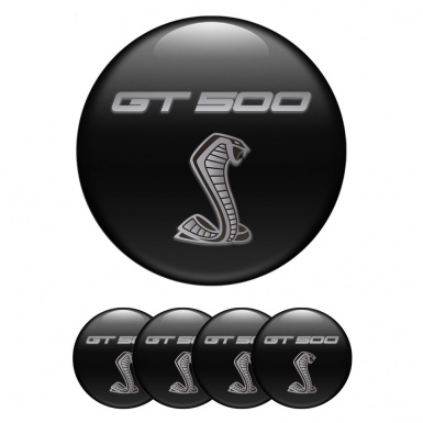 Ford Shelby Center Caps Wheel Emblem Black Base Grey Cobra Gt500