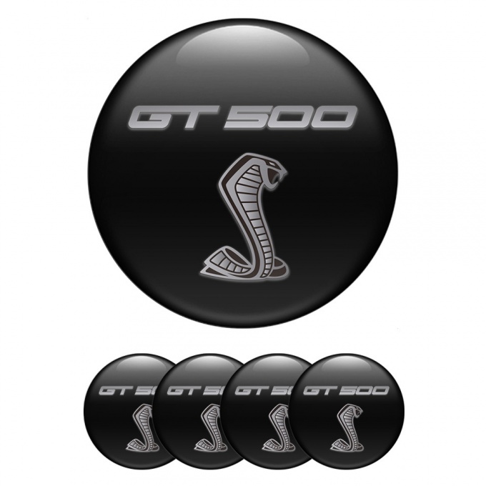 Ford Shelby Center Caps Wheel Emblem Black Base Grey Cobra Gt500