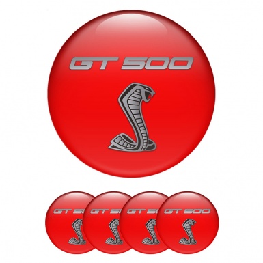 Ford Shelby Stickers for Wheels Center Caps Red Base Grey Cobra Gt500