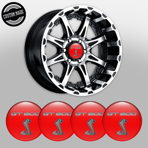 Ford Shelby Stickers for Wheels Center Caps Red Base Grey Cobra Gt500