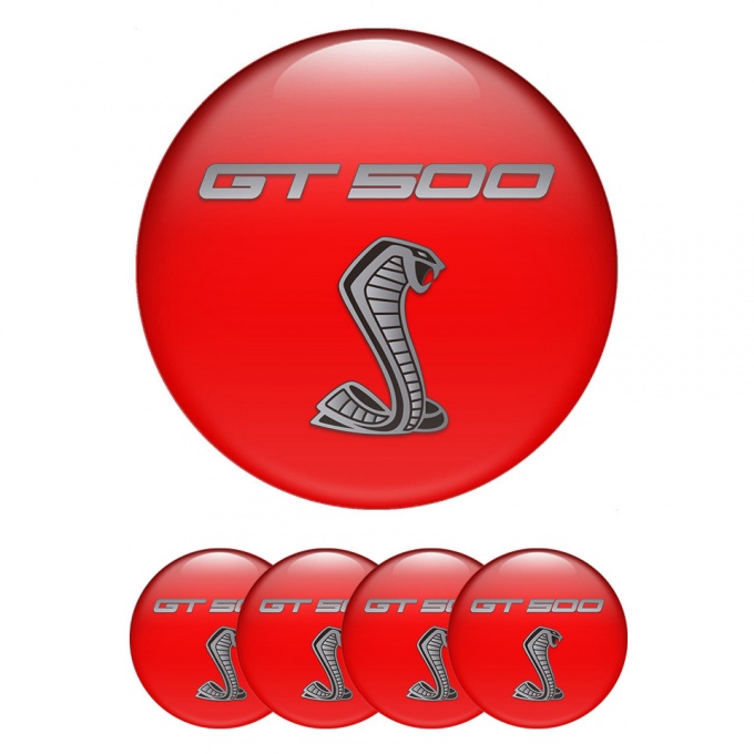 Ford Shelby Stickers for Wheels Center Caps Red Base Grey Cobra Gt500