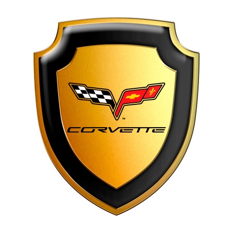 Chevrolet Corvette Silicone Sticker Gold Effect Multicolour Logo
