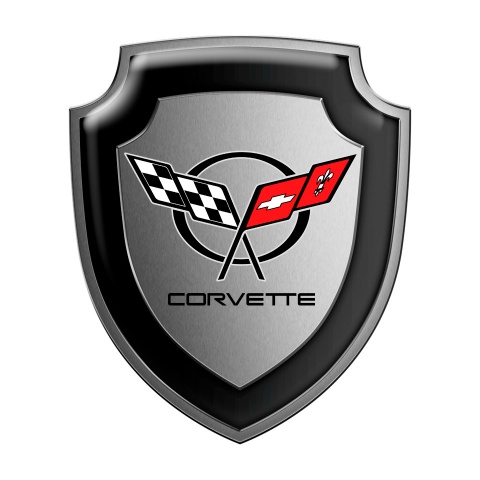 Chevrolet Corvette Shield Silicone Sticker Metal Effect Logo