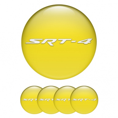 Dodge SRT Center Wheel Caps Stickers Yellow Fill White Logo Design