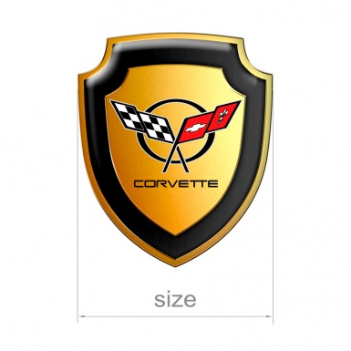 Chevrolet Corvette Shield Silicone Sticker Gold Effect Logo