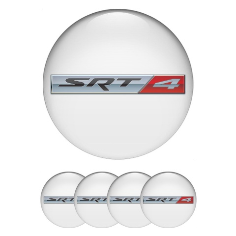 Dodge SRT Center Wheel Caps Stickers White Base Metallic Logo