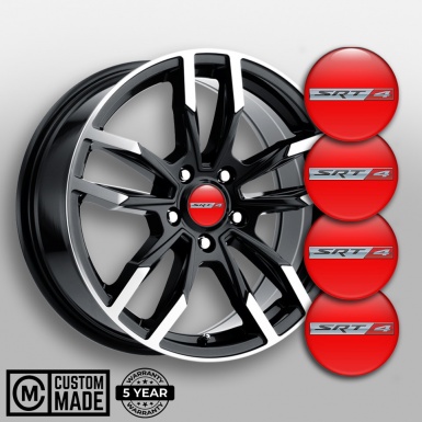Dodge SRT Stickers for Wheels Center Caps Red Base Metallic Logo