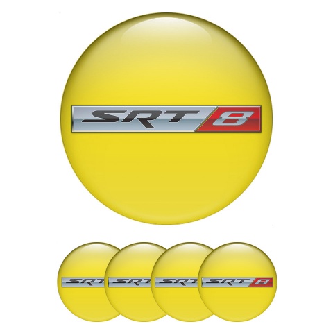 Dodge SRT8 Wheel Emblem for Center Caps Yellow Base Metal Logo