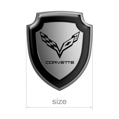 Chevrolet Corvette Shield Silicone Sticker Metal Effect Black Logo