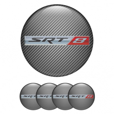Dodge SRT8 Emblem for Wheel Center Caps Light Carbon Metal Logo