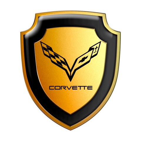 Chevrolet Corvette Shield Silicone Sticker Gold Effect Black Logo