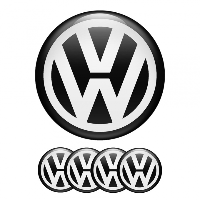 VW Volkswagen Center Hub Dome Stickers Black Classic