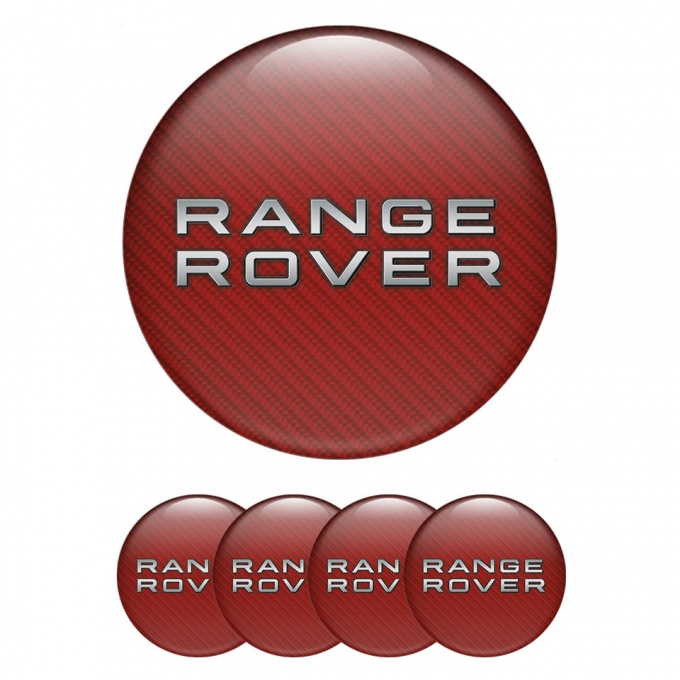 Land Rover Range Silicone Emblems Center Caps Red Carbon Edition