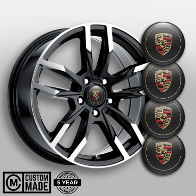 Porsche Emblems for Wheel Center Hub Black Old Style