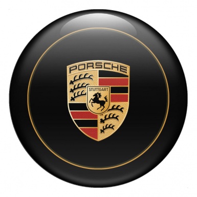 Porsche Wheel Emblems Black Reproduction Old Style