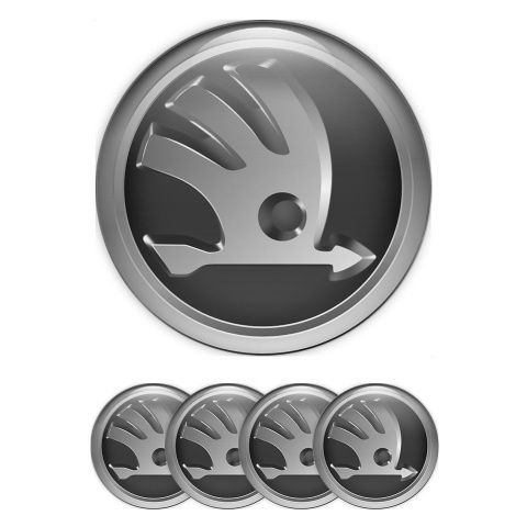 Skoda Wheel Emblems for Center Hub Grey 3D Logo