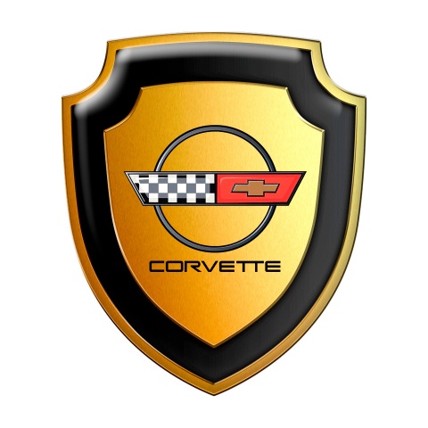 Chevrolet Corvette Shield Domed Emblem Metal Effect | Domed Emblems |  Stickers | X-Sticker