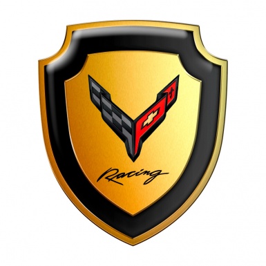 Chevrolet Corvette Racing Silicone Emblem Gold Effect