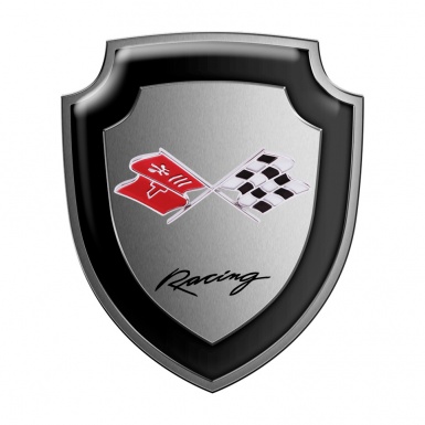 Chevrolet Corvette Racing Shield Silicone Sticker Metal Effect