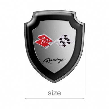 Chevrolet Corvette Racing Shield Silicone Sticker Metal Effect