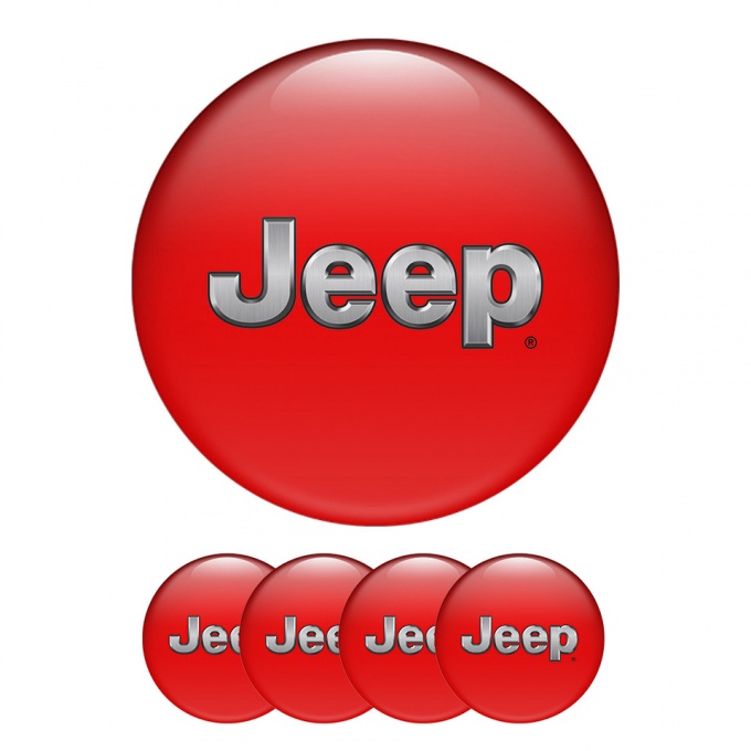 Jeep Domed Stickers Wheel Center Cap Red Style