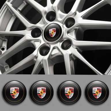 Porsche Wheel Emblems Black Reproduction Black Style