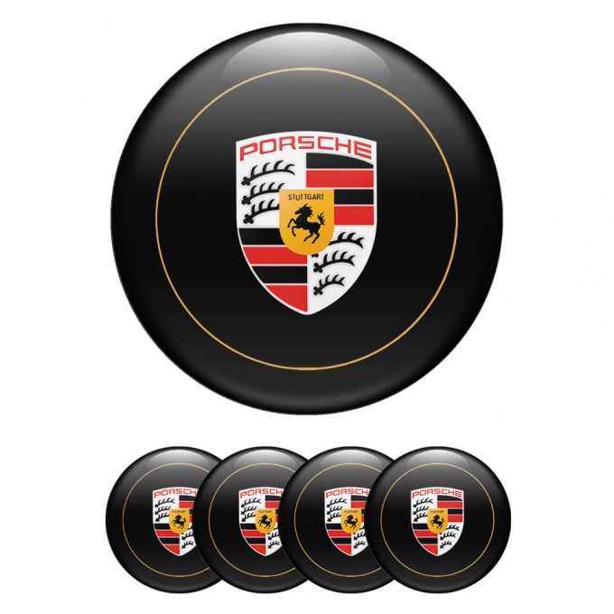 Porsche Wheel Emblems Black Reproduction Black Style