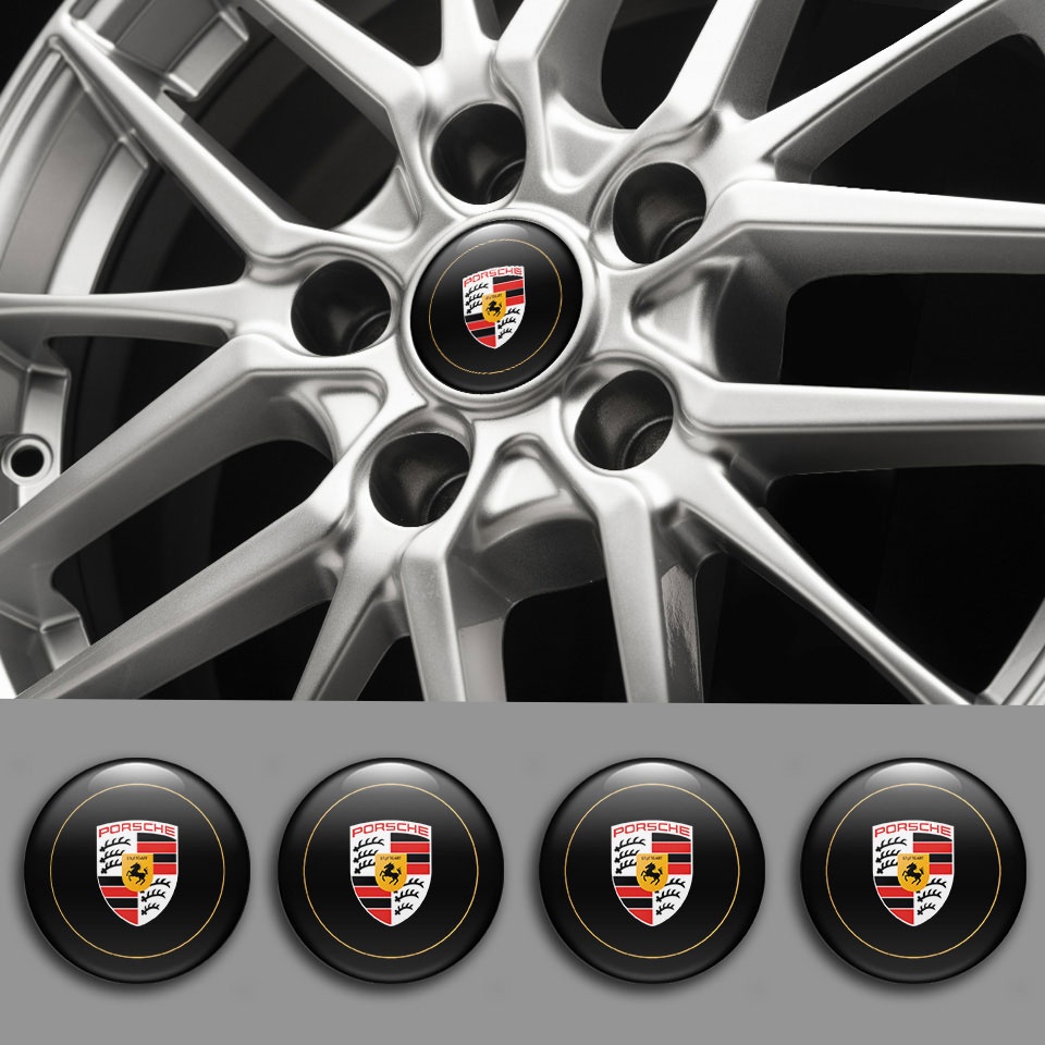 Porsche Wheel Emblems Black Reproduction Black Style | Wheel Emblems ...
