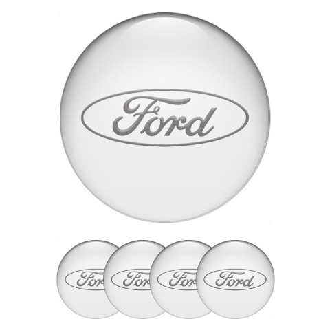 Ford Wheel Emblems White Bacs Grey Logo