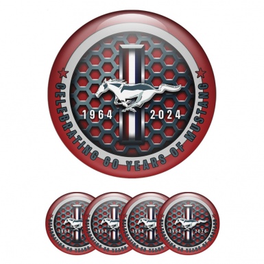 Ford Mustang Emblems for Wheel center caps 60 Years Red