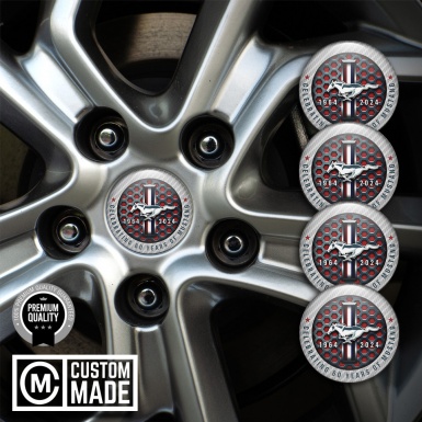 Ford Mustang Emblems for Wheel center caps Gray carbon ring with lettering