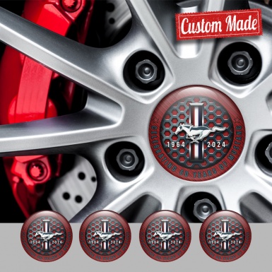 Ford Mustang Wheel Emblems Red carbon ring