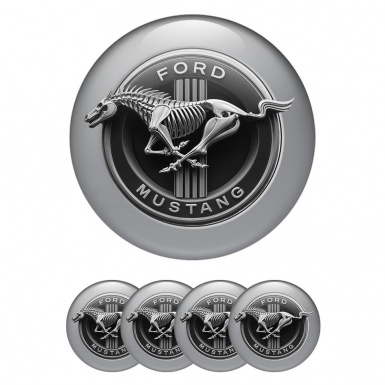 Ford Mustang Wheel Emblems Gray ring with skeleton logo