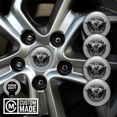 Ford Mustang Wheel Emblems Gray ring with skeleton logo