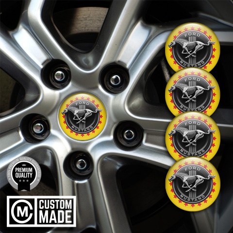 Ford Mustang Emblems for Wheel center caps Yellow ring star