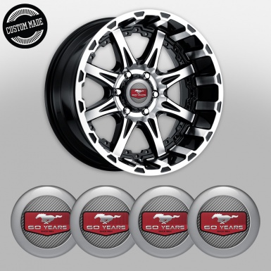 Ford Mustang Wheel Emblems for Center Caps 60 Years gray carbon