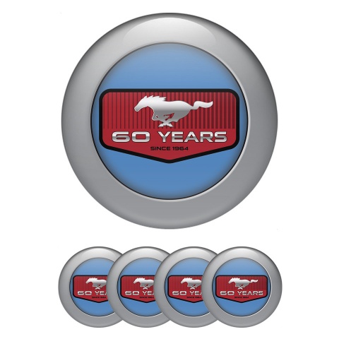 Ford Mustang Emblems for Wheel center caps 60 Years blue with gray ring