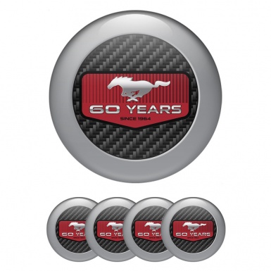 Ford Mustang Wheel Emblems 60 Years Grey carbon 