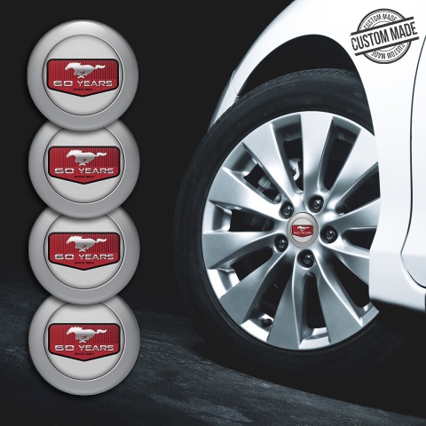 Ford Mustang Domed Stickers for Wheel center caps jubilee emblem gray