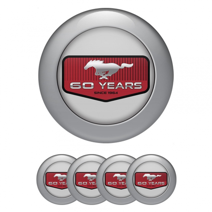 Ford Mustang Domed Stickers for Wheel center caps jubilee emblem gray