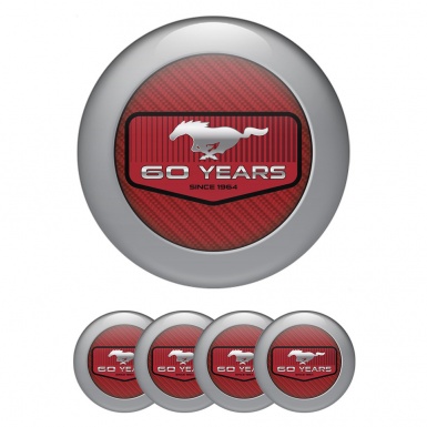 Ford Mustang Emblems for Wheel center caps 60 Years red carbon