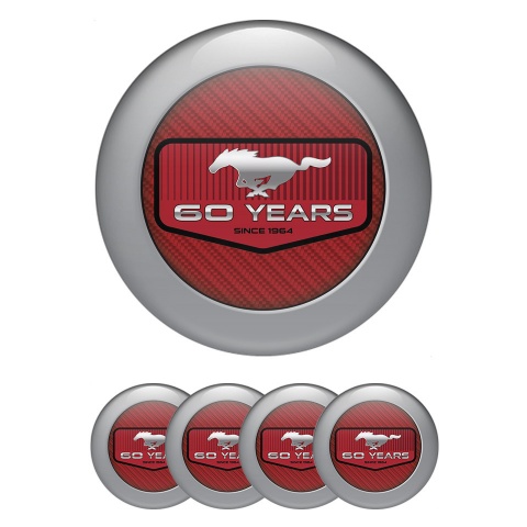 Ford Mustang Emblems for Wheel center caps 60 Years red carbon