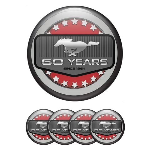 Ford Mustang Emblem for Center Caps anniversary sticker gray rings