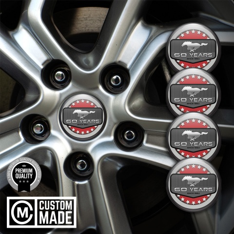 Ford Mustang Emblem for Center Caps anniversary sticker gray rings