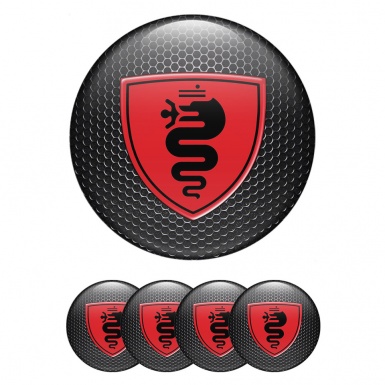 Alfa Romeo Wheel Emblems Edition Black And Red honeycomb