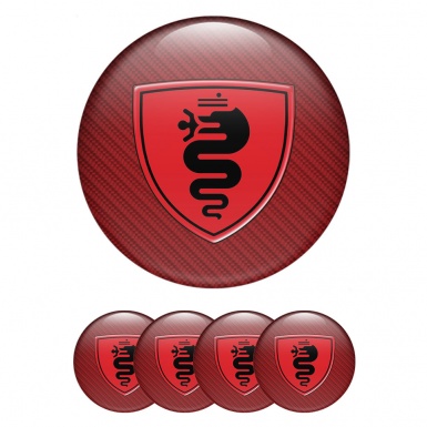 Alfa Romeo Wheel Emblems for Center Caps Red with Black logo