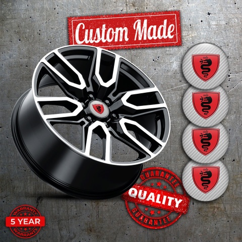 Alfa Romeo Domed Stickers for Wheel center caps light Gray Black logo